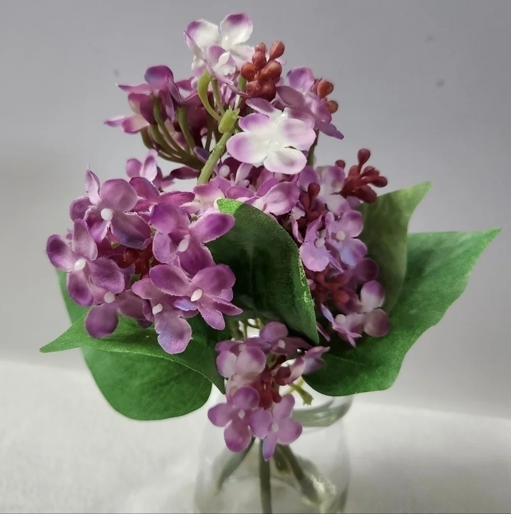 Faux Purple White Lilac Clear Jar Farmhouse Home Decor Accent